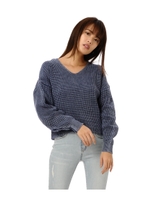 ワッフル編ストーンウォッシュニットTO/YELLOW