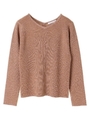 ・ラメVネックリブプルオーバー/ベージュ