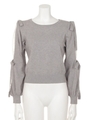 【ニット】１２Ｇレース切替リボンスリーブニット/ライトグレー