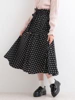 リボン付ドットスカート/ネイビー柄
