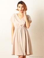 カシュクールワンピース/ベージュ