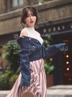 ノースリリブニット/レッド