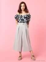 ハートバックルワイドパンツ/ライトグレー