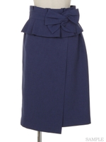 ペプラムベルト付タイトスカート/紺