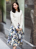 モザイクフラワースカート/ブルー