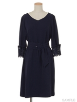 レース袖2WAYワンピ/紺