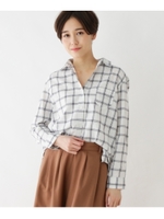 防シワ加工ゆったりシャツ/ホワイト系(202)