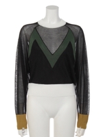 COLOR BLOCK SHEER HG TOPS/BLK