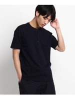 KANOCO編み ヘンリーネックTシャツ/ブルー系(094)