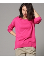 【洗える】リブ切り替えニットプルオーバー/ネイビー(093)