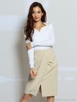 アシンメトリータイトスカート/ベージュ