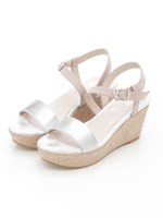 ウエッジヒールサンダル/シルバーコンビ