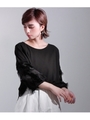 ジョーゼットフリンジ切替トップス/ブラック(027)