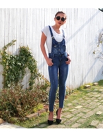 【Latina】スキニーデニムサロペット/ブルー(019)