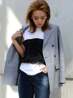 ダブルボタンジャケット/グレー