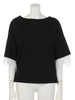 ボトルネックフェザースリーブｔｏｐｓ/ブラック