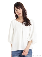 ボリューム袖タックブラウス/ホワイト
