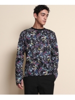 ムラ染プリントTシャツ/ブルー系(194)