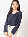 ラッフルカバーリングブラウス/ネイビー