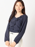 ラッフルカバーリングブラウス/ネイビー