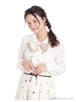 ラッフルピンタックブラウス/ホワイト