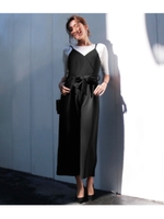 リボン付きカシュクールオールインワン/ブラック(027)