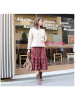 レトロフラワーワンピース/ワイン