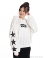 袖星プリントボリュームパーカー/シロ