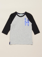 配色7分袖ラグランTシャツ/杢グレー