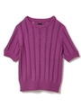 パフスリーブコンパクトニットトップス/パープル