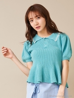 ぺプラムニットプルオーバー/グリーン