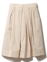 タッキングギンガムスカート/ベージュ