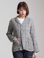 リネンレーヨンモノトーンチェックストレッチジャケット/格子