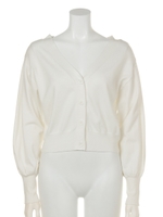 深Vネックニットカーディガン/O.WHT