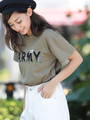 ARMYプリントフラワー刺繍Tシャツ