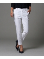 [L]【洗える】テーパードストレッチパンツ/ホワイト(002)