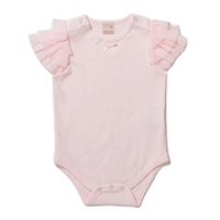 袖チュールフリルつきロンパース