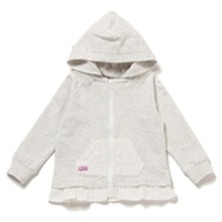 部分レース使いフード取り外し裏毛ジップパーカー