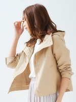 コットンナイロンフードブルゾン/ベージュ