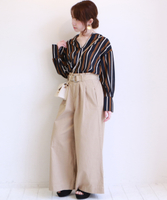 ベルト付きワイドチノパンツ