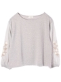・チュール刺繍ボリュームスリーブプルオーバー/杢ライトグレー
