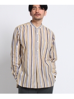 ドビーストライプバンドカラーシャツ[メンズ シャツ]/ベージュ(352)