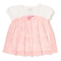 天竺×チュールレースTシャツ