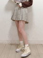 DING/チェックプリーツミニスカパン