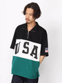 WEGO/リングハーフジップUSAビッグTシャツ