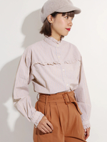 WEGO/ストライプスタンドフリルブラウス