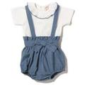 【27%OFF】フリル衿ロンパース×サスペンダーつきブルマセット