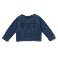 【30%OFF】リボンつきノーカラーミニ裏毛ジャケット