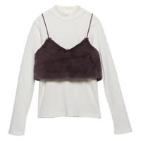 【50%OFF】【LIEN】フェイクファービスチェ×ハイネックTシャツセット