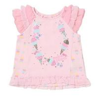 【50%OFF】アイス柄フリルＴシャツ